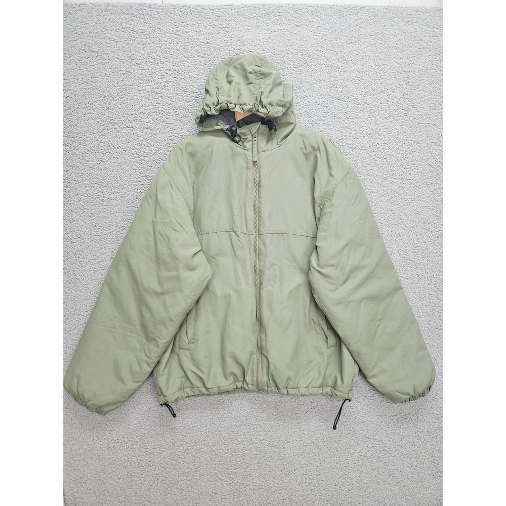 Duluth Trading Co Hooded Jacket L Green Gorpcore Workwear Fleece Lined Puffer